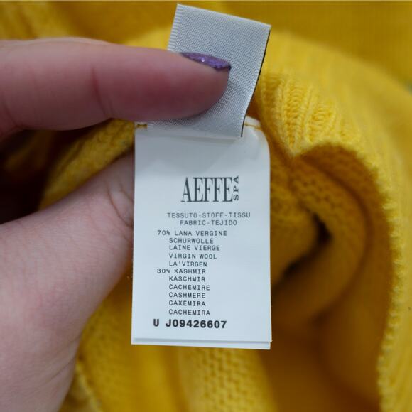 Alberta Ferretti Thursday Sweater Yellow Blue Graphic Wool Cashmere ASO SZ 4 - Picture 8 of 10